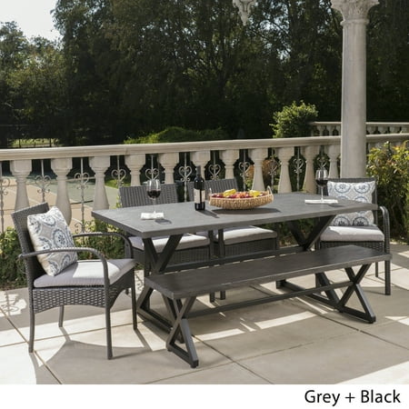 Christopher Knight Home Palermo Outdoor 6 Piece Rectangle Aluminum