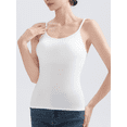 thumbnail image 5 of 3PCS  Scoop Neck Tank Tops for Womens Adjustable Spaghetti Strap Undershirts Basic Camisole with Shelf Bra（ 3 Random Colors）, 5 of 8