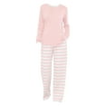 thumbnail image 4 of Delayuji Womens Pajamas Sets Round Neck Striped Printed Long Sleeve Top and Pants Set Sleepwear Loungewear Spring Outfits S-5XL, 4 of 9