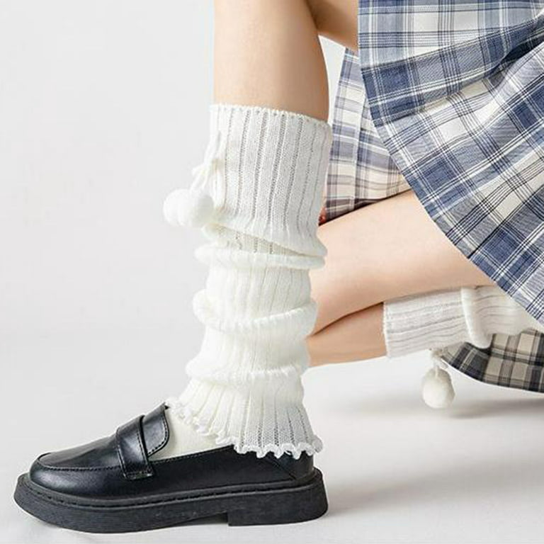 D-GROEE 1 Pair Lolita Leg Warmers Women Gothic Knit Long Socks Leggings  Gaiters Knee Goth Winter Cuff Ankle Heap Sock
