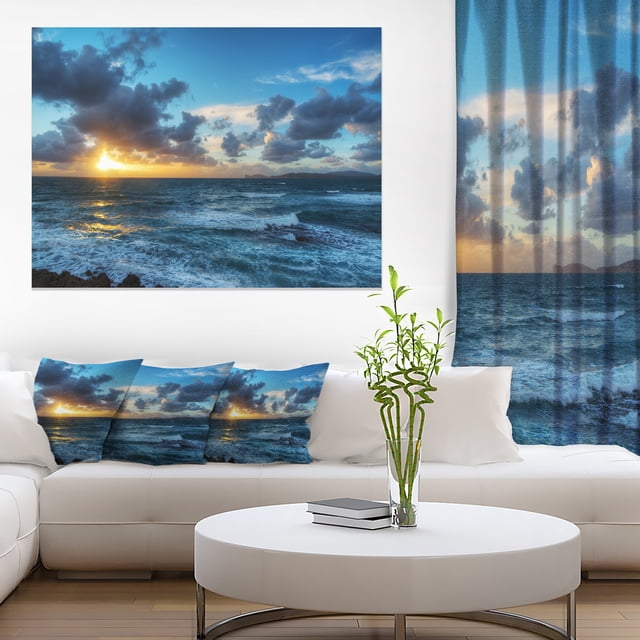 Sunset at Alghero under Dramatic Sky - Large Seashore Canvas Print