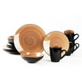 thumbnail image 1 of HomeVss, Sonoma 16pc Stoneware Dinnerware Set, Outside Black + Inside Hand Painting Color Mocha, 1 of 9