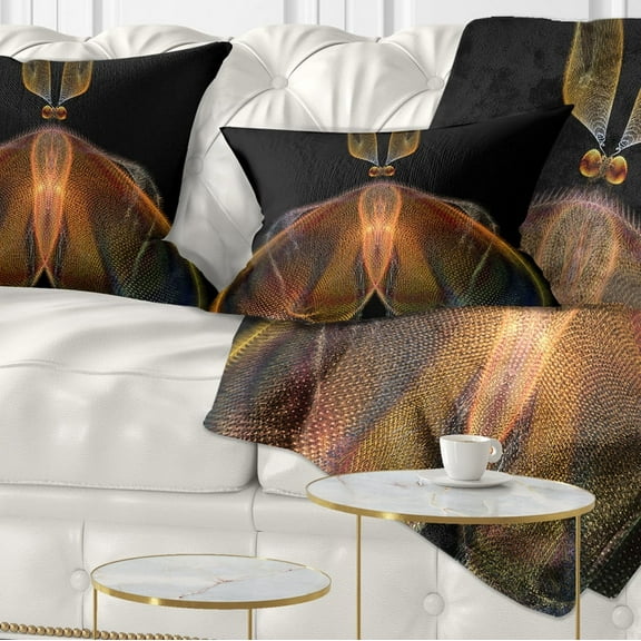 Designart Orange Fractal Butterfly in Dark - Abstract Throw Pillow - 12x20