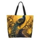 thumbnail image 1 of Fotbe Elegant Gold Leaf Peacock Bolsa Tote Estética de Lona con Estampado para Mujer - Bolsa Reutilizable de Hombro Casual para Vacaciones, Compras, Trabajo y Gimnasio, 1 of 8