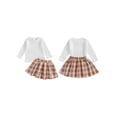thumbnail image 2 of Michellecmm  Toddler Girl 2 Piece Outfit Long Sleeve Shirt and Plaid Pleated Skirt, 2 of 9