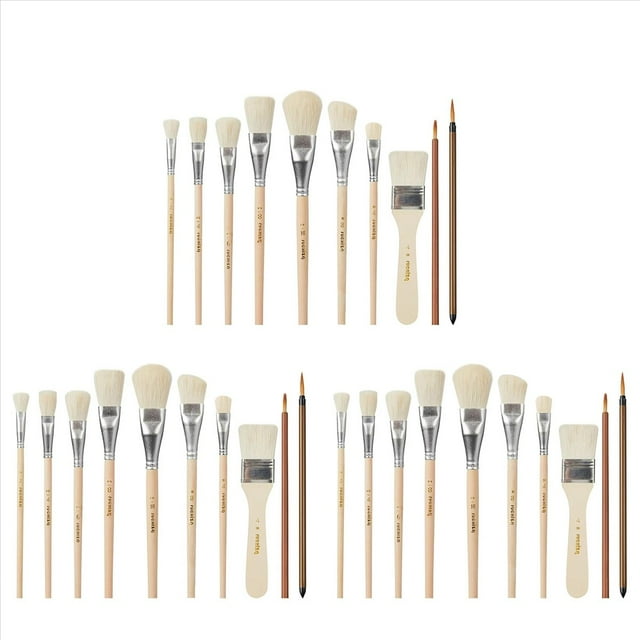 Cepillo de Fregona para Pintura Acrílica, 30 Piezas de Pinceles de Esmalte para Mezcla de Pelo de Cabra de Cerámica, Juego de Brochas de Fregona para Pintura Acrílica de Cerámica