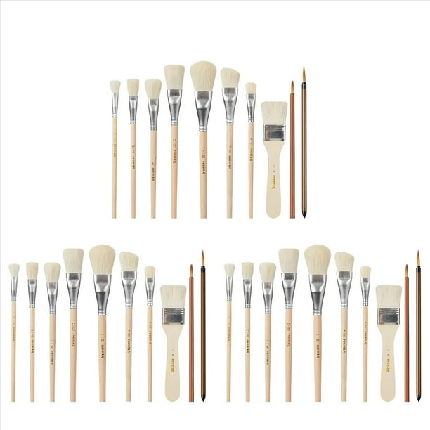 Cepillo de Fregona para Pintura Acrílica, 30 Piezas de Pinceles de Esmalte para Mezcla de Pelo de Cabra de Cerámica, Juego de Brochas de Fregona para Pintura Acrílica de Cerámica