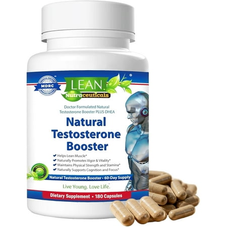Lean Nutraceuticals Natural Testosterone Booster for Men, Boosts Stamina, Endurance, and Strength, 180 Capsules