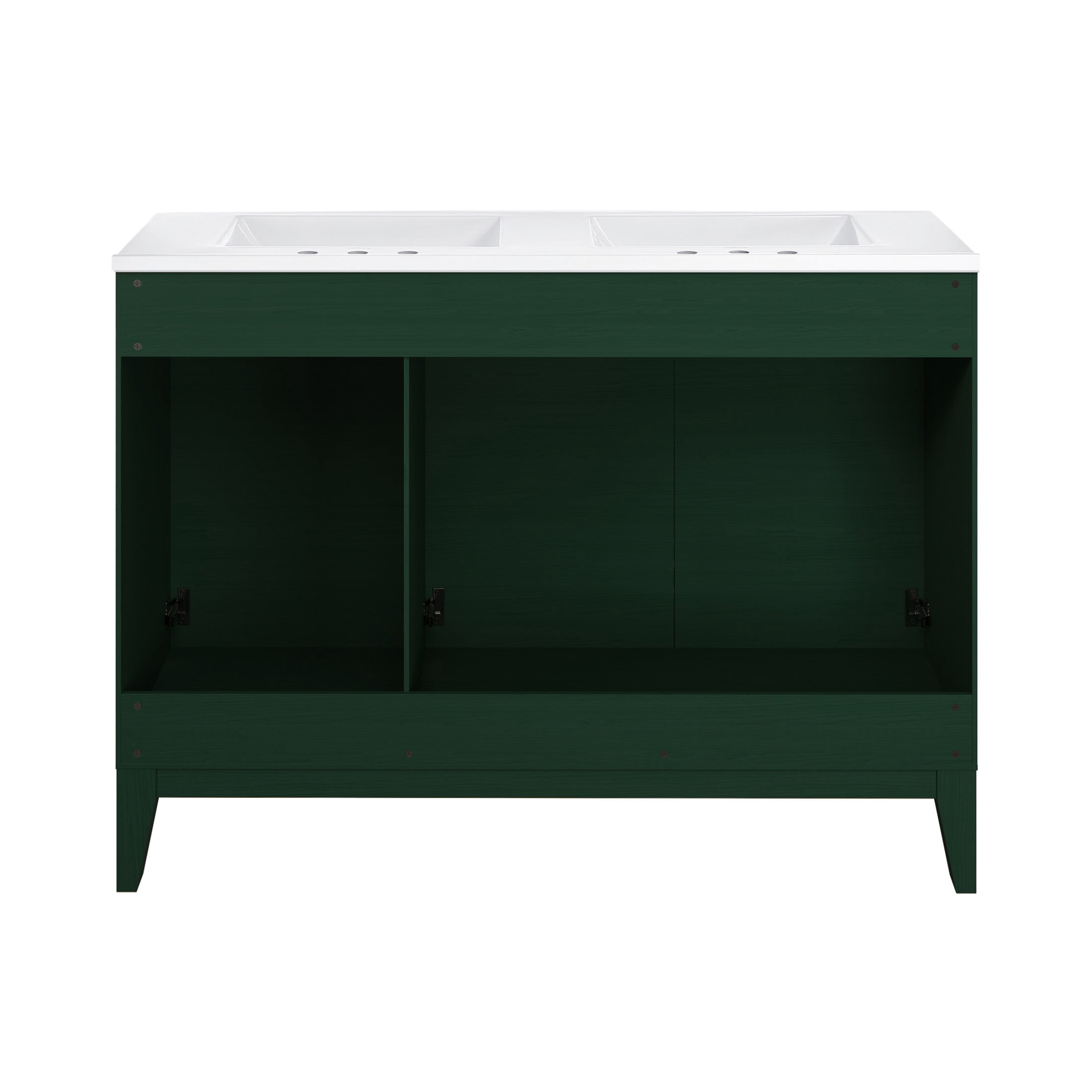 Cascade 48" Freestanding Bathroom Vanity in Green Oak with 3-Hole Widespread Double Basin Sink Top