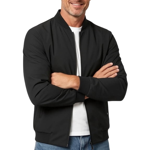 Jackets for Men, Fall Thin Lightweight Jackets for Men, Business Casual Coat, Plus Size Stylish Bomber Jackets, Plain Zip Up Outerwear