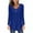 Blue, variant on Pntutb Womens Solid Round Neck Button Pleated Pullover Long Sleeve Top Blouse Black XL