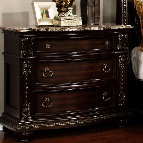 Traditional Style Brown Cherry - 3 Drawer Bedside Cabinet - Bedroom Use - Classic Storage Solution