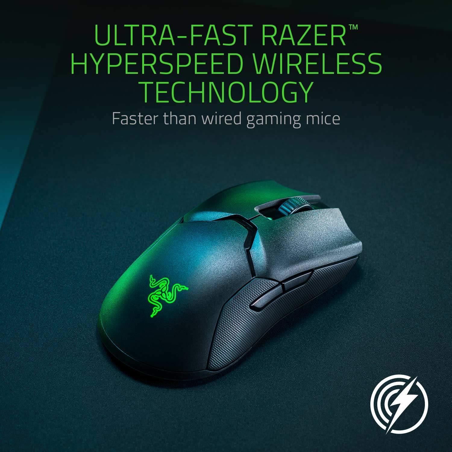 Razer Viper Ultimate Lightweight Wireless Gaming Mouse & RGB Charging Dock: Fastest Gaming Switches - 20K DPI Optical Sensor - Chroma Lighting - 8 Programmable Buttons - 70 Hr Battery - Classic Black - image 3 of 7