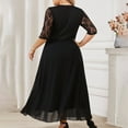 thumbnail image 6 of Women Lace Party Dresses Plus Size 3/4 Sleeve High Split Chiffon Formal Dress Old Womens Wedding Guest Dress Black, 3XL, 6 of 7