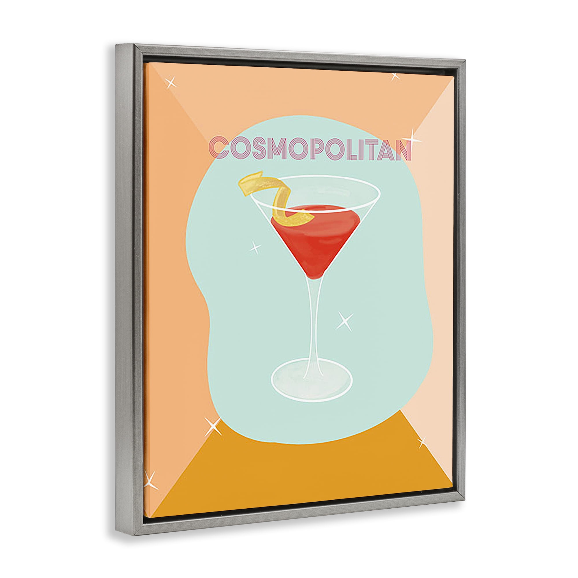 Stupell Industries Modern Cosmopolitan Drink Food & Beverage Painting Gray Floater Framed Canvas Art Print Wall Art, 25 x 31