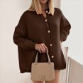 thumbnail image 6 of Towmus Fall Outfits for Women 2025 Fashion Clothes Winter Waffle Knit Clothing Oversized Button Down Shirt, 6 of 7