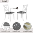 thumbnail image 6 of GZXS 5-Piece Dining Table Set for 4, Solid Wood Frame Square Table with MDF Birch Veneer Top, 4 Upholstered Chairs with X-Back and Linen Padded Seat, Space-Saving Design, White & Gray, 6 of 9