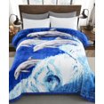 thumbnail image 4 of Marina Decoration Reversible 8 LB Oversized Heavy Woven Fluffy Plush Soft Warm Korean Style Mink 2 Ply Rich Printed Animal Flannel Fleece Throw Raschel Blanket, 78 x 86 Inch Bald Eagle Dolphin, 4 of 8