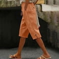 thumbnail image 4 of UAMVSH Bermuda Shorts for Women Knee Length Casual Drawstring Linen Shorts Button Side Split Summer Beach Shorts with Pockets, 4 of 7