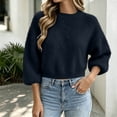 thumbnail image 6 of Edvintorg Pullover Sweaters for Women Crew Neck Casual Knit Sweater Long Sleeve Loose Top Womens Fashion Navy XXL, 6 of 6