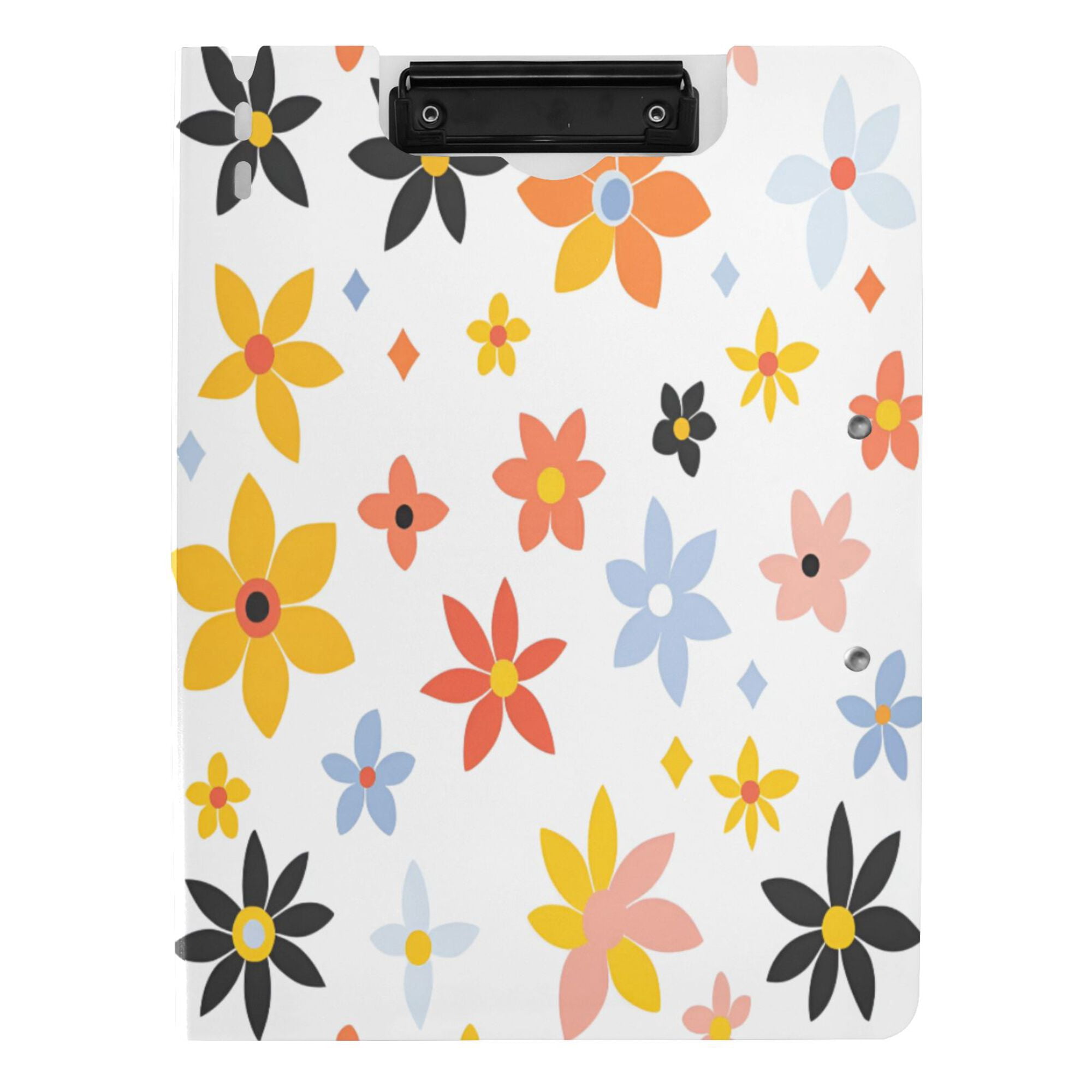 FORMRS A4 Clipboard Folder with Pen Holder Horizontal Foldable School Office Binder, Colorful Retro Floral