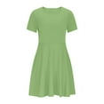 thumbnail image 2 of Juslio Girls Dress Summer Beach Short Sleeve Pockets A-line Knee Length Casual Green Sundress, 2 of 7