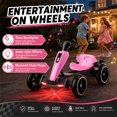 thumbnail image 2 of 12V Electric Go Kart for Kids Ages 3-6, Foldable Power Ride-On Pedal Toy with Adjustable Seat, Music & Flashing LED Lights, Pink, 2 of 9