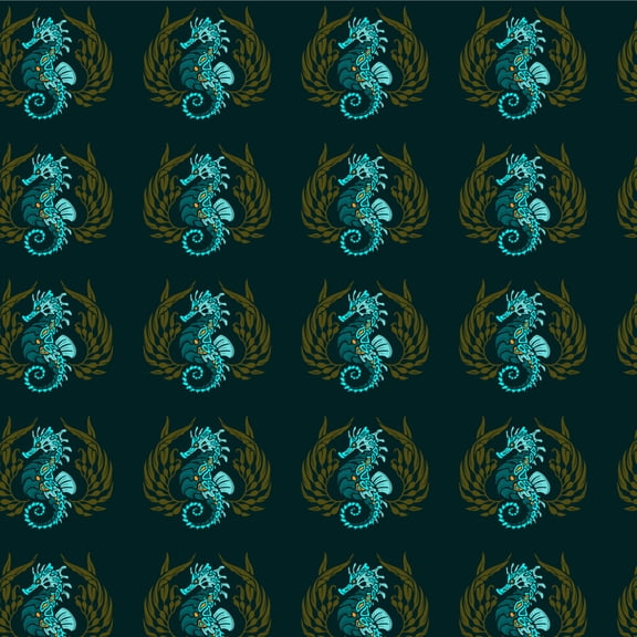 Blue Seahorse with Kelp Premium Roll Gift Wrap Wrapping Paper