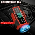 thumbnail image 3 of Car Battery Charger 10A 12V/24V Intelligent Auto Motorcycle Charger with Touch LCD Screen and 5 Auto Repair Modes Red, 3 of 5