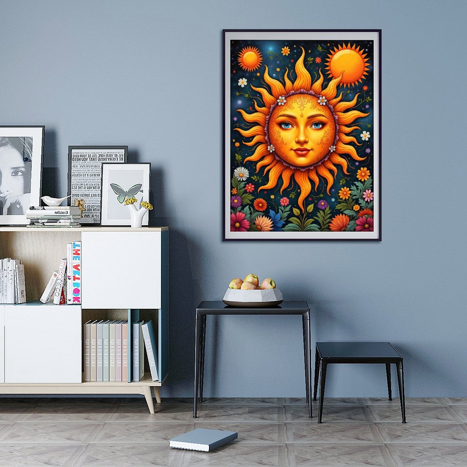 Diamond Art Kit for Adults, Sun Face Floral Art Night Sky Diamond Painting for Adults Beginners, 5D DIY Diamond Art Painting Kits, Colorful Diamond Painting Craft for Home Decor 12x16