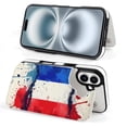 thumbnail image 4 of Compatible with iPhone 11 12 13 mini 14 15 16 Pro Max Plus Wallet Case with Card Holder, PU Leather Kickstand Card Slots Case ( Ink Splash Style French Flag, iPhone 12 Pro Max), 4 of 7