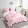 thumbnail image 3 of Homewish Kawaii Bowknot Twin Bedding Sets 7-Piece for Kids Girls, Gradient Bow Ribbon Bedding Comforter Set, Cute Stars Sheet Sets, Breathable Home Decor, 3 of 8