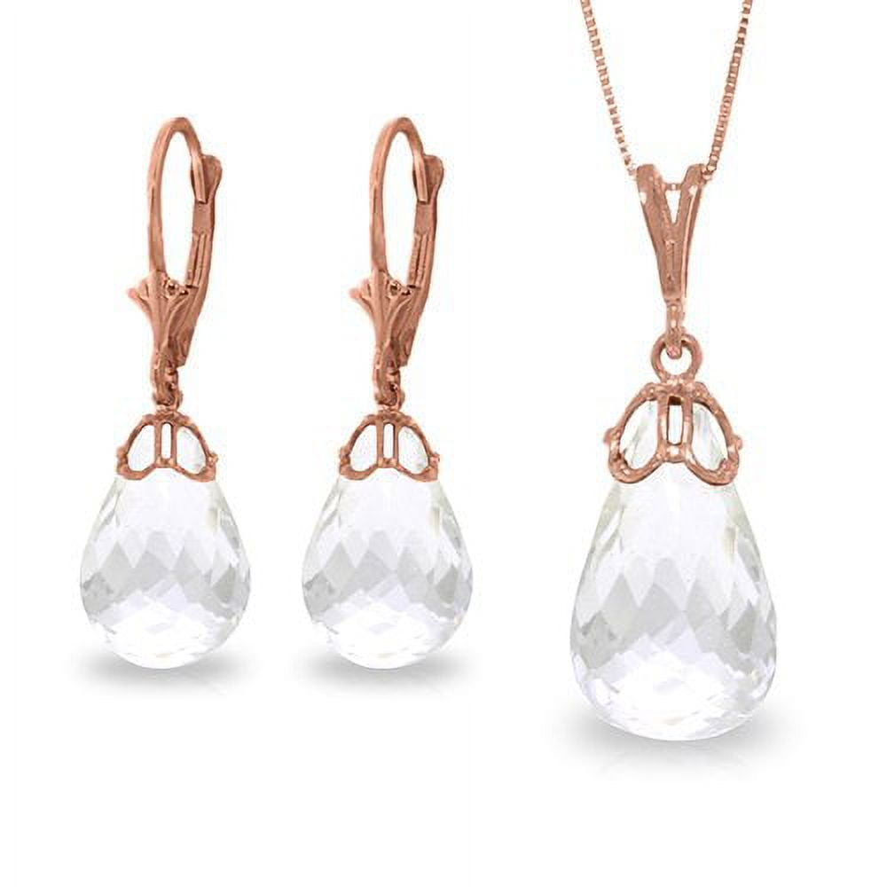 Galaxy Gold 14K Solid Gold Natural Topaz Leverback Earrings for Women - Rose Gold Fine Jewelry