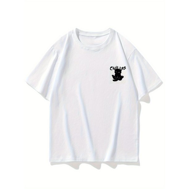 Men's Casual Cotton T-Shirt with Cute Cat Print - Breathable, Loose Fit Summer Tee