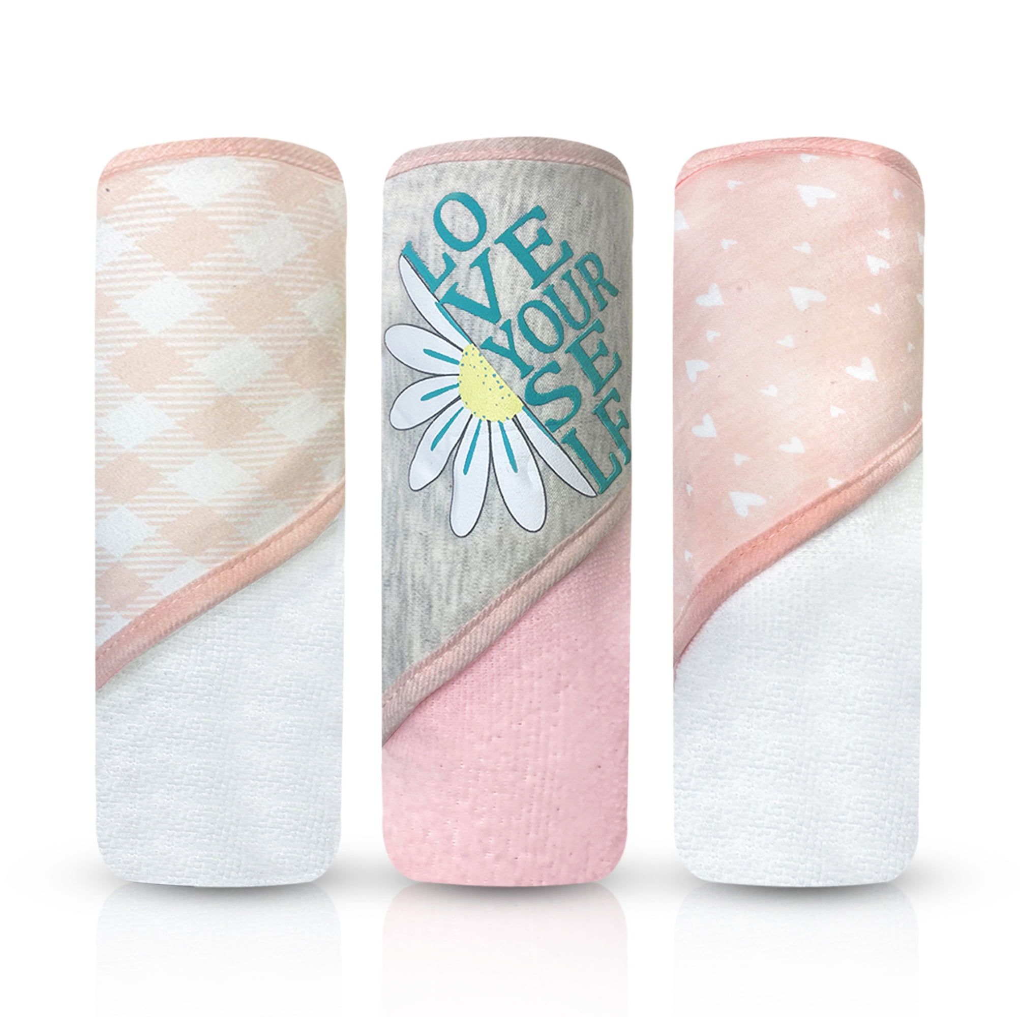 Modern Baby Hooded Baby Towels 3 Pack Set of Infant Girl Baby Bath