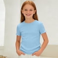 thumbnail image 7 of Cethrio Girls T Shirts, Crew Neck Knitted School Short Sleeve Kids Summer Tees Tops Blue Size 16, 7 of 7