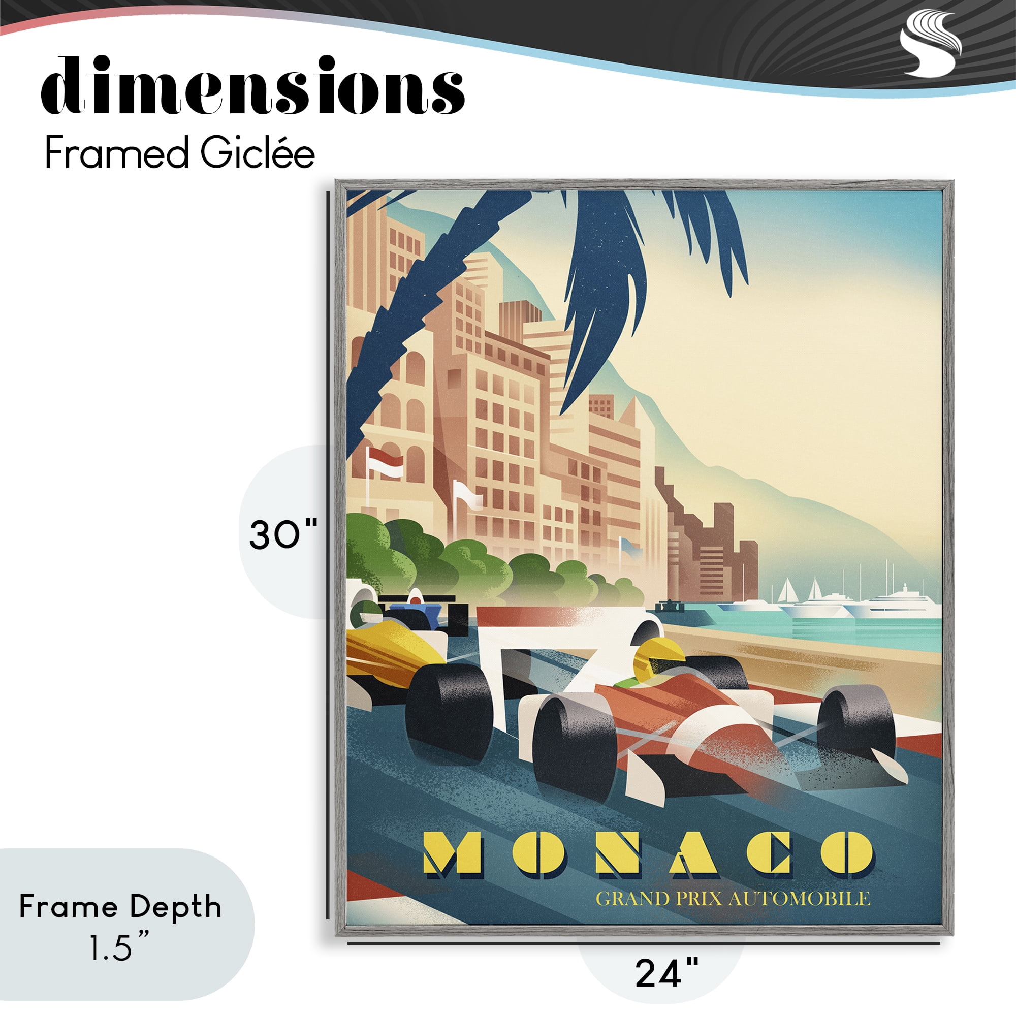 Stupell Industries Monaco Grand Prix Racing Gray Framed Giclee Art, design by Martin Wickstrom