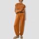 thumbnail image 2 of Gibobby Sudaderas de Forro Polar y Pantalones Conjunto de pantalones de manga corta para mujer, suéter de punto informal y cómodo, Color sólido, a la moda(Amarillo,CH), 2 of 5