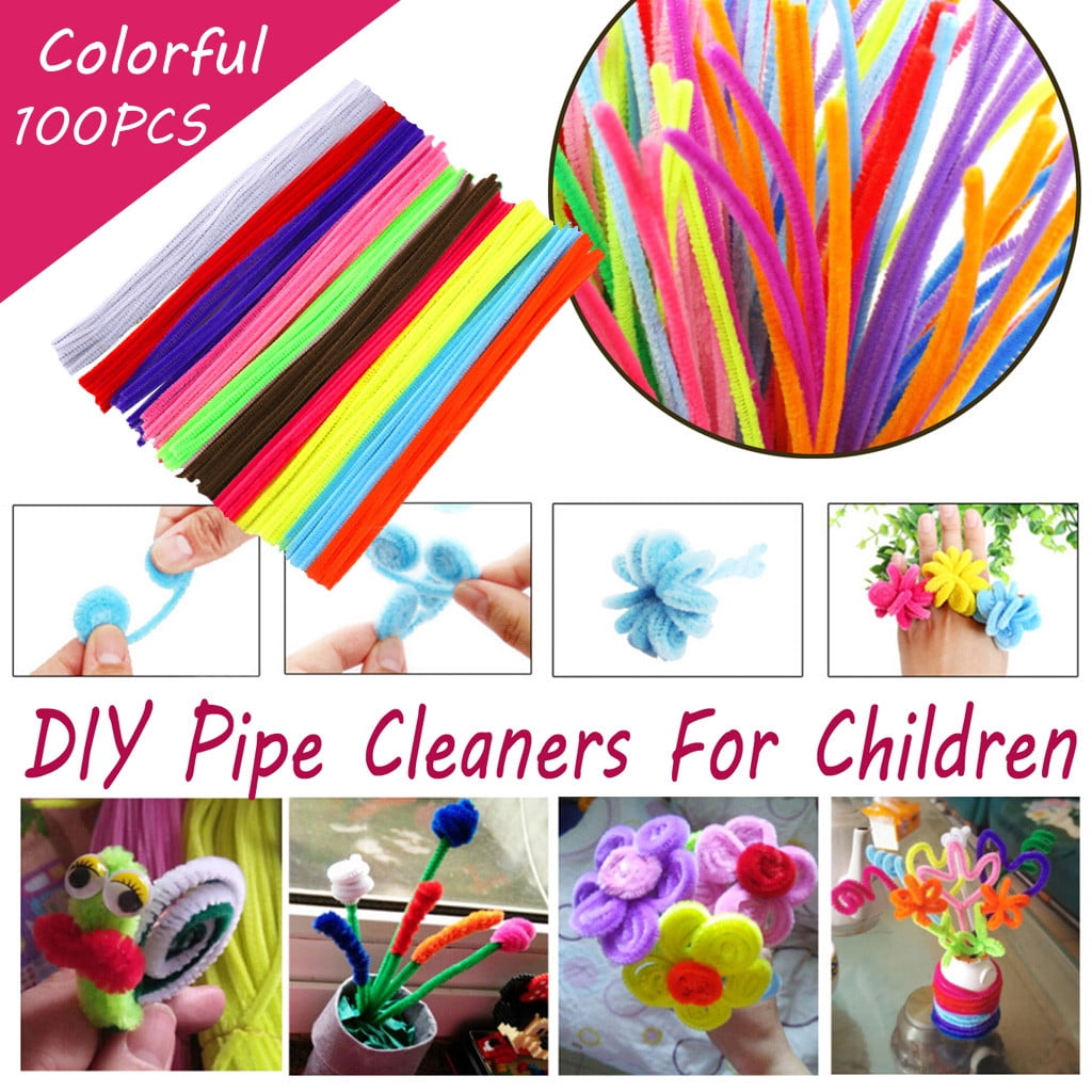 100pcs Chenille Stem Pipe Kids DIY Art Craft Creative Toys Sticks Chenille  Cleaners Kindergarten Educational Handmade Material