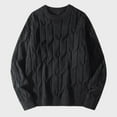 thumbnail image 4 of RYDCOT Mens Oversized Sweater Pullover Unisex Long Sleeve Cable Knit Jacquard Texture Sweaters Streetwear Casual Classic Soft Sweater Jumper Tops for Spring Fall Black, 4 of 5