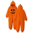 thumbnail image 2 of BOOMNY Halloween Flannel Pajamas Jumpsuit for Men And Women Hallowmas Pumpkin Face Graphic Long Sleeve Hooded Pjs Jumpsuit Cozy Warm Loungewear Homewear, 2 of 6