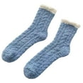 thumbnail image 2 of Naierhg Thermal socks 1 Pair Women Socks Soft Texture Coral Fleece Stretchy Ankle Length Anti-skid Cold Resistant Thick Winter Warm Fluffy Socks Home Use Blue, 2 of 8