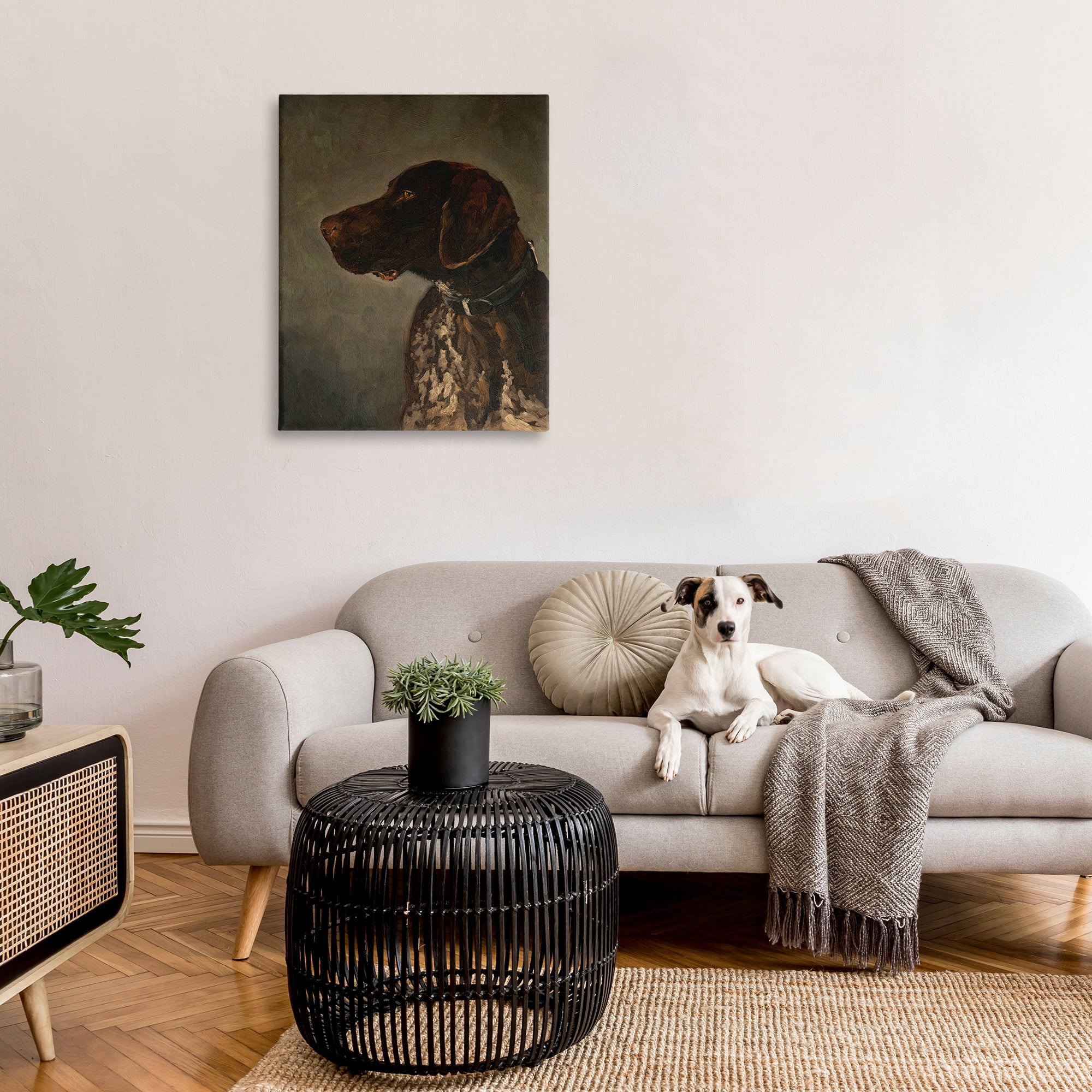 Stupell Industries Traditional Pointer Dog Portrait Animals & Insects Painting Gallery Wrapped Canvas Art Print Wall Art, 30 x 40