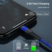 Cshidworld 3Pack [Apple MFi Certified] Lightning Charger Cables (3/6/6ft), Nylon Fast Charging Cord Compatible with iPhone 13/13 pro/12/11/11 Pro/X/Xs Max/XR/ iPad Air 2 /Mini Airpods,Blue