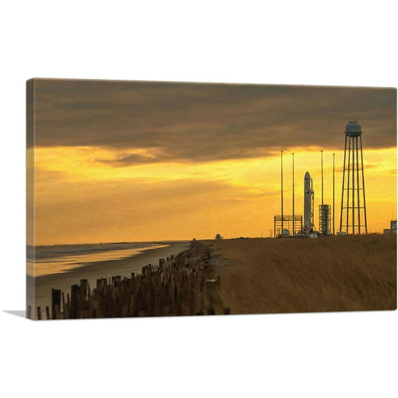 ARTCANVAS NASA Antares Rocket Ready for Launch Canvas Art Print - Size: 12" x 8" (0.75" Deep)