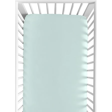 UPC: 0846480055549 | Mountains Solid Aqua Fitted Crib Sheet by Sweet Jojo Designs