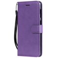 thumbnail image 2 of Dteck Wallet Case For Samsung Galaxy A50, Pure Color Slim PU Leather Flip Stand Cover Built-in Card Holder / Money Pocket Case With Hand Strap, Purple, 2 of 7