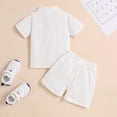 thumbnail image 4 of TOWED22 Boy Boy Girls Toddler Summer Outfit Striped T-shirt Toddler Boy Summer Clothes 6 12 18 Months 2 3 4 5 T Short Set(White,18-24 Months), 4 of 9