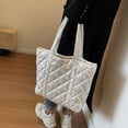 thumbnail image 3 of Bolso Acolchado Con Entramado Diamantes para Mujer Bolso Invierno Ocio para Niña Gran Capacidad (Beige), 3 of 9