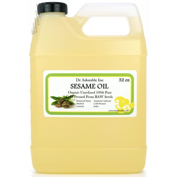 Dr Adorable - 32 oz - Sesame Seed Oil from RAW Seed - 100% Pure Unrefined Organic Cold Pressed